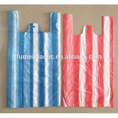 Striped plastic shopping bags