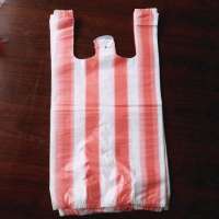 HDPE striped shopping packaging plastic T-shirt bags