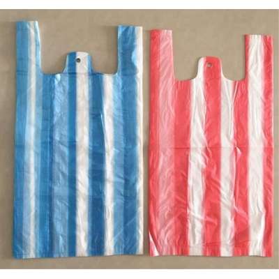 cheap customized Color stripe food packaging t shirt plastic bag